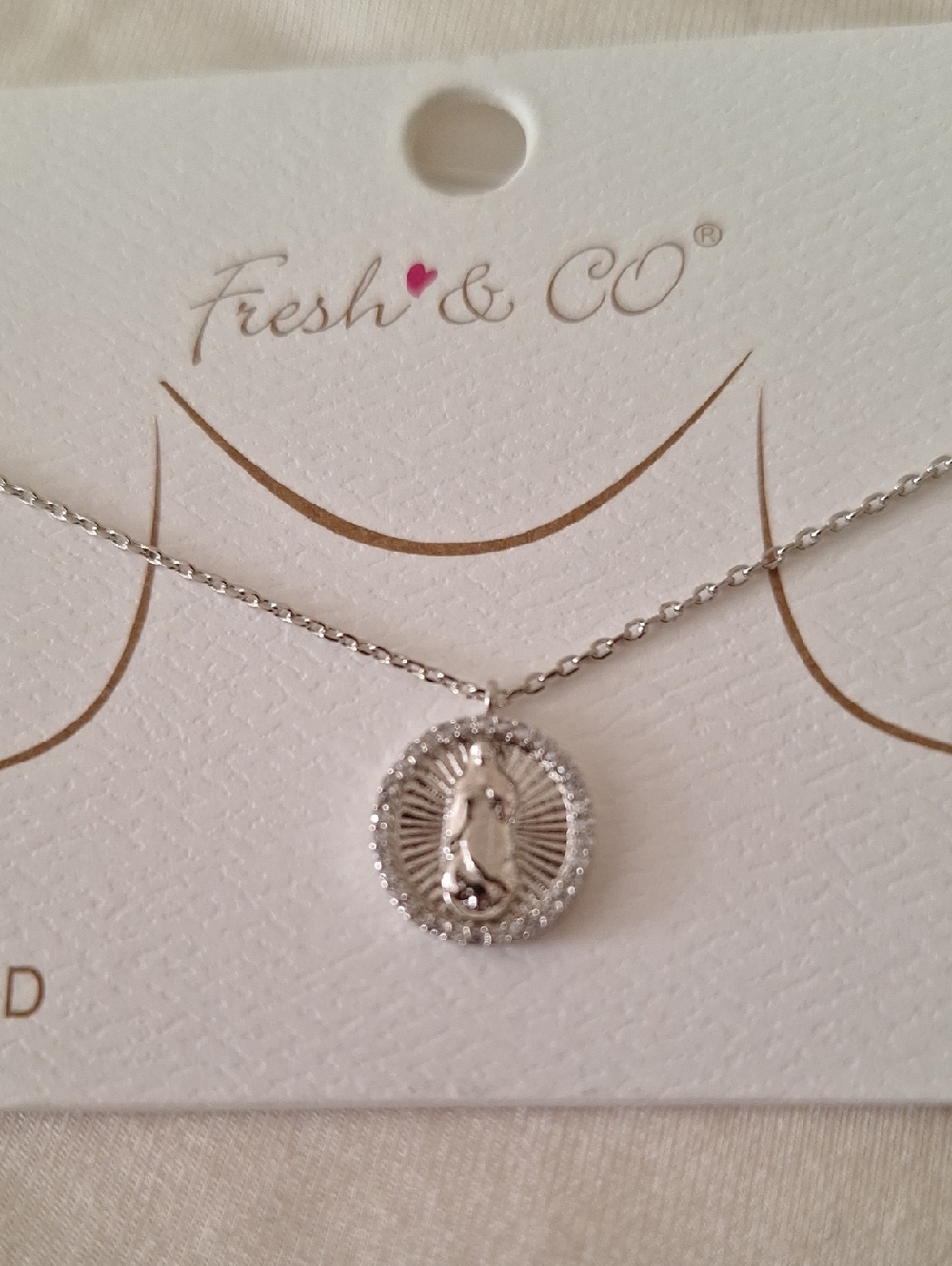 Silver Virgin Mary Medallion Necklace - Silver